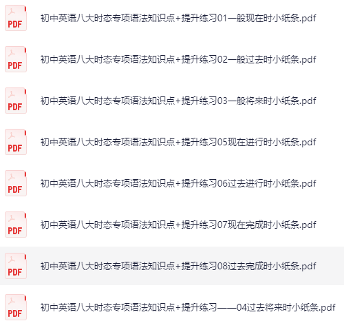 初中中考英语八大时态专项语法知识点+提升练习