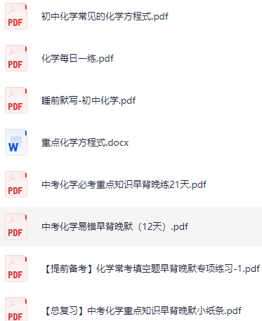 新版中考化学常见重点方程式加易错默写加重点知识每日一练