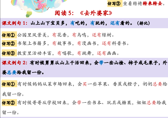 1-6年级语文课内重点句子仿写汇总