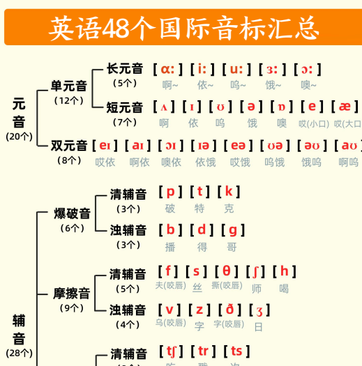 英语国际音标小卡片及对应字母表